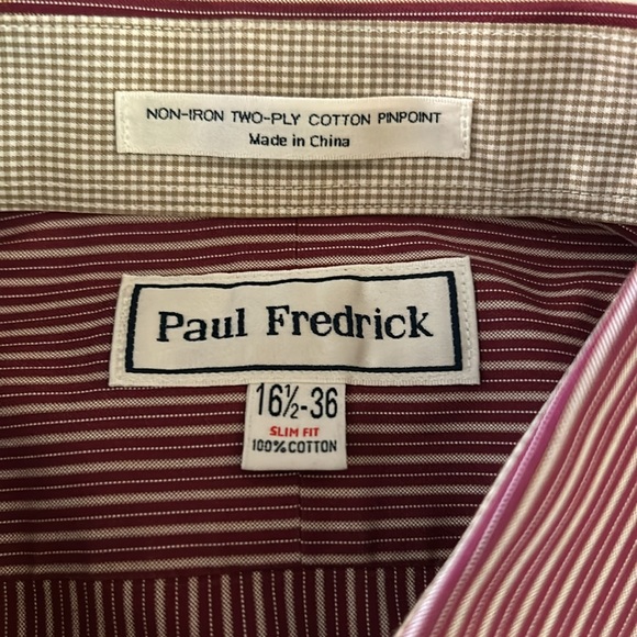 Paul Frederick Size 16 1/2 Slim Fit Non Iron Long Sleeve Button Down Shirt - Picture 11 of 11